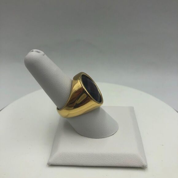 18K Gold Plated Women's Heavy Bling Sparkling Statement Ring Purple Size 8 - Picture 4 of 8